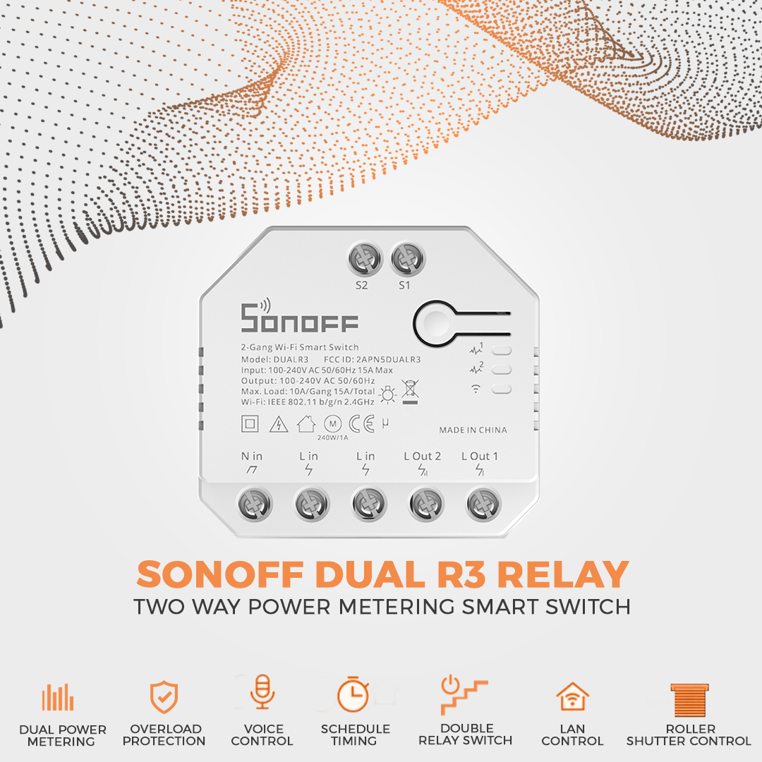 Sonoff DualR3 Dual Relay Two Way Power Metering Smart Switch Sonoff